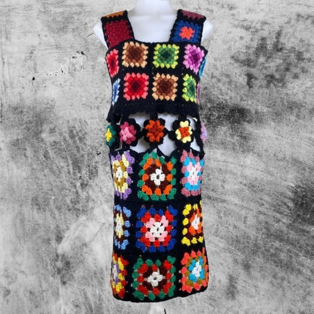 The Series NYC Granny Square Rainbow Dress